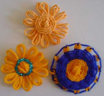 Loomed flowers with stem stitch centres