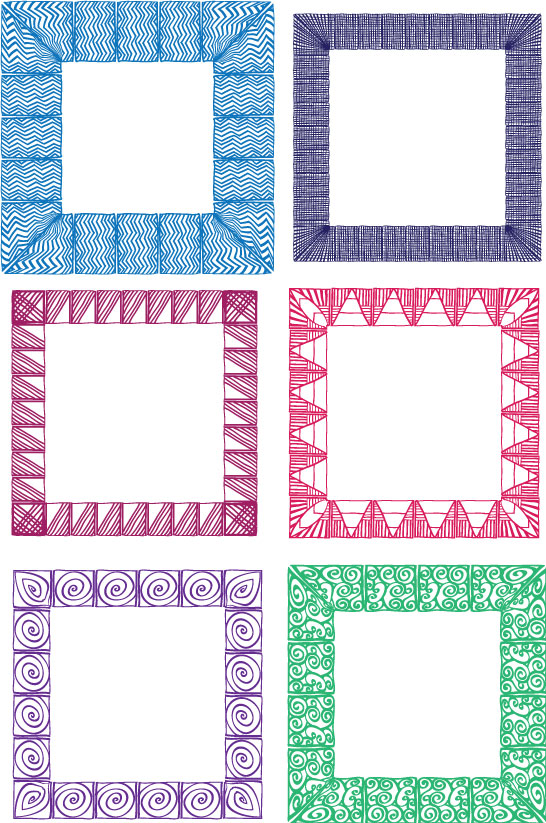 Decorative line drawn squares