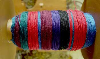 self striping yarn on the bobbin