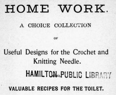 Title page of Home Work, a knitting book from the 1800's