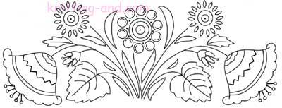 Jacobean style floral embroidery design