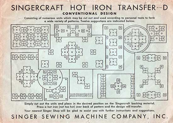 Transfer to use with the Singercraft guide