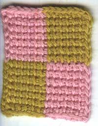 tunisian crochet worked in two colours