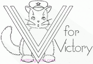 WW2 V is for victory cat embroidery design