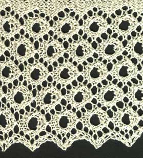 Wide lace knit edging with diamond design