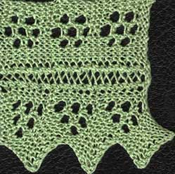 Knitted lace edging with daisy and triangle pattern