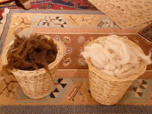 Wool in baskets