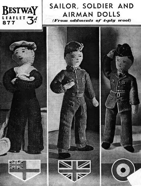 World war two knit dolls wearing military uniforms