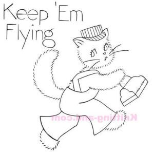 World War 2, Keep em Flying cat embroidery pattern