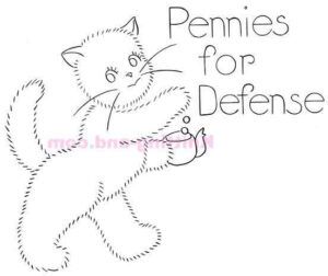 Pennies for defense. WOrld War 2 embroidery pattern