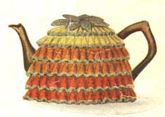 Knitted bell stitch tea cosy