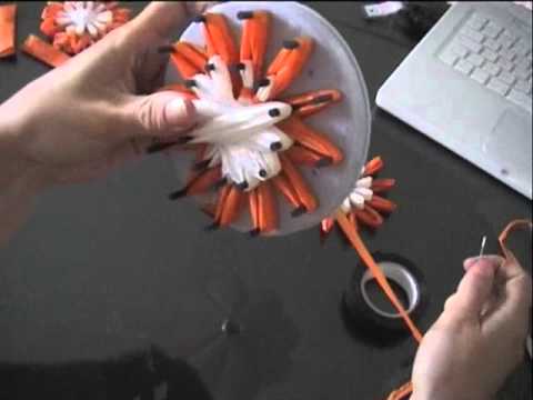 Plastic bag flowers made on the flower loom