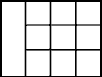 Three rows of 3 squares each with a large rectangle down the left hand side.