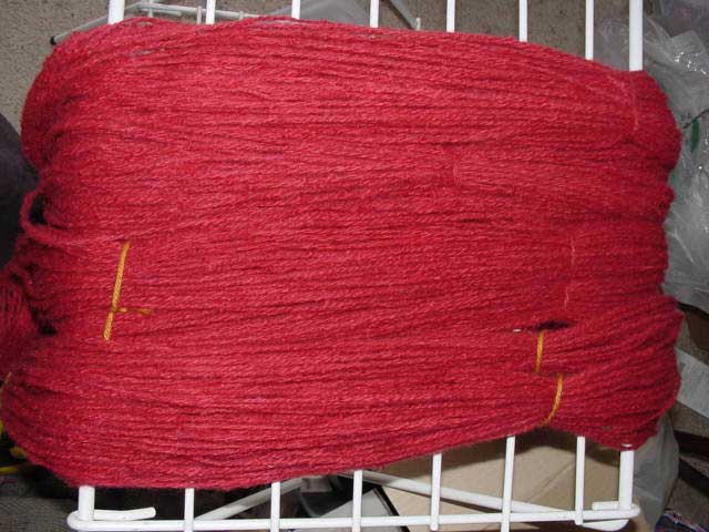 Wool overdyed red