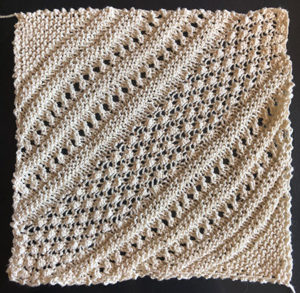 Lace square for a knitted blanket