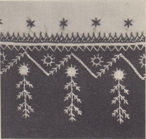 An embroidered border from "And So To Embroider" bulletin 10b