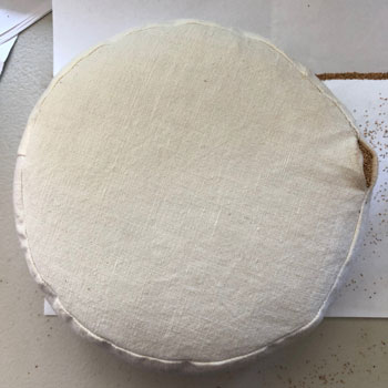 The inner cushion for the teneriffe lace pillow is filled with crushed walnut shells or bran.