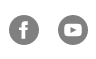 Two circle icons. The one on the left has the lower case "f" Facebook logo, and the one on the right has the  YouTube "play button" logo.