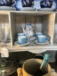 Light blue and white vintage tea set